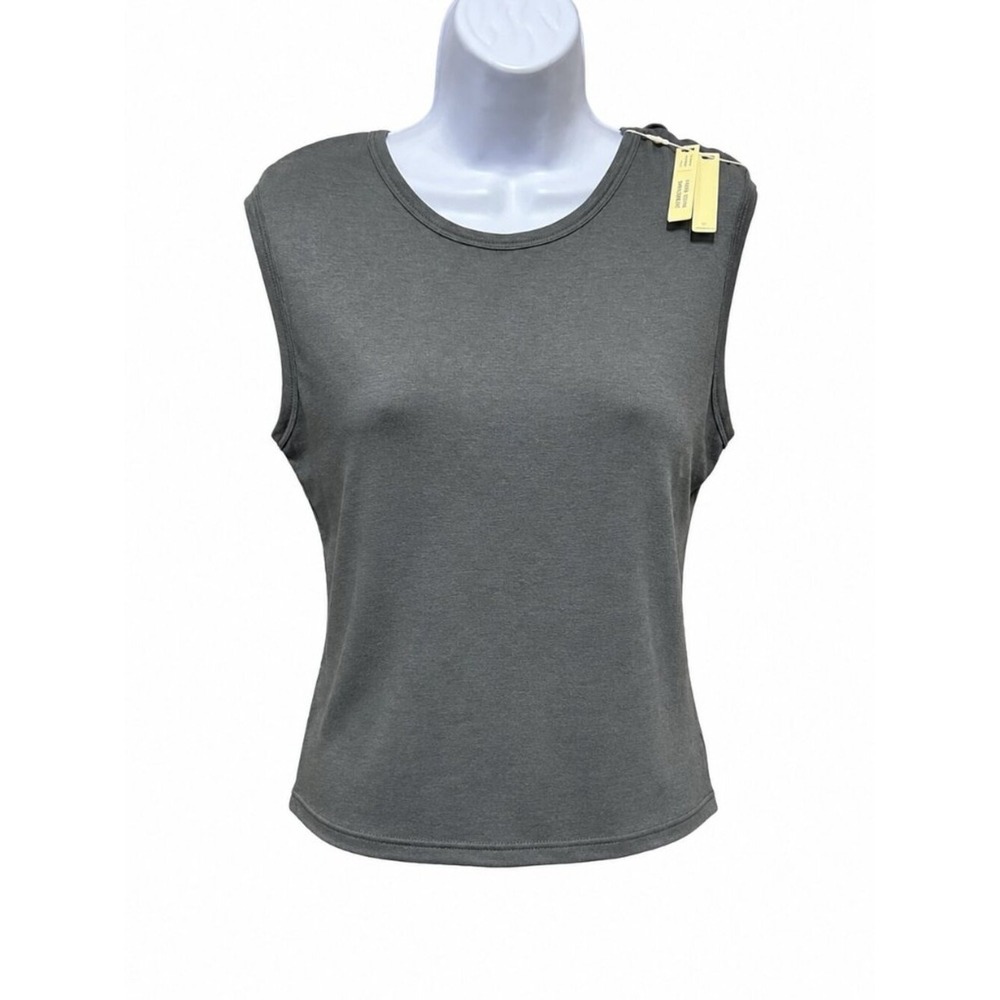 OGL Move Eco-SkinKiss Gray Open Back Brami Tank Built-in Bra‎ Scoop Neck M